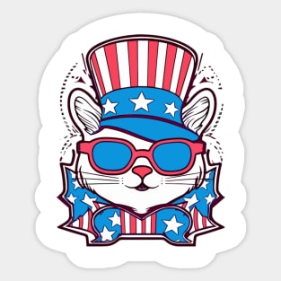 Adorable Cat with Patriotic Style Sticker